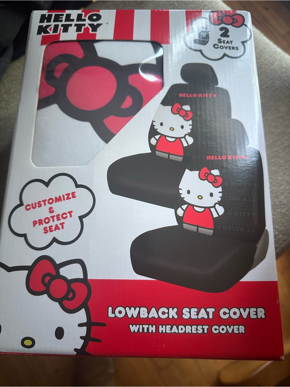 Hello Kitty Black & Red Lowback Seat Covers with Bow Graphics